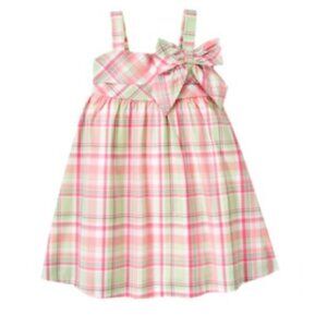 Girls 6-12 Months Janie and Jack Pastel Pink Green Plaid Dress with Bloomers Set